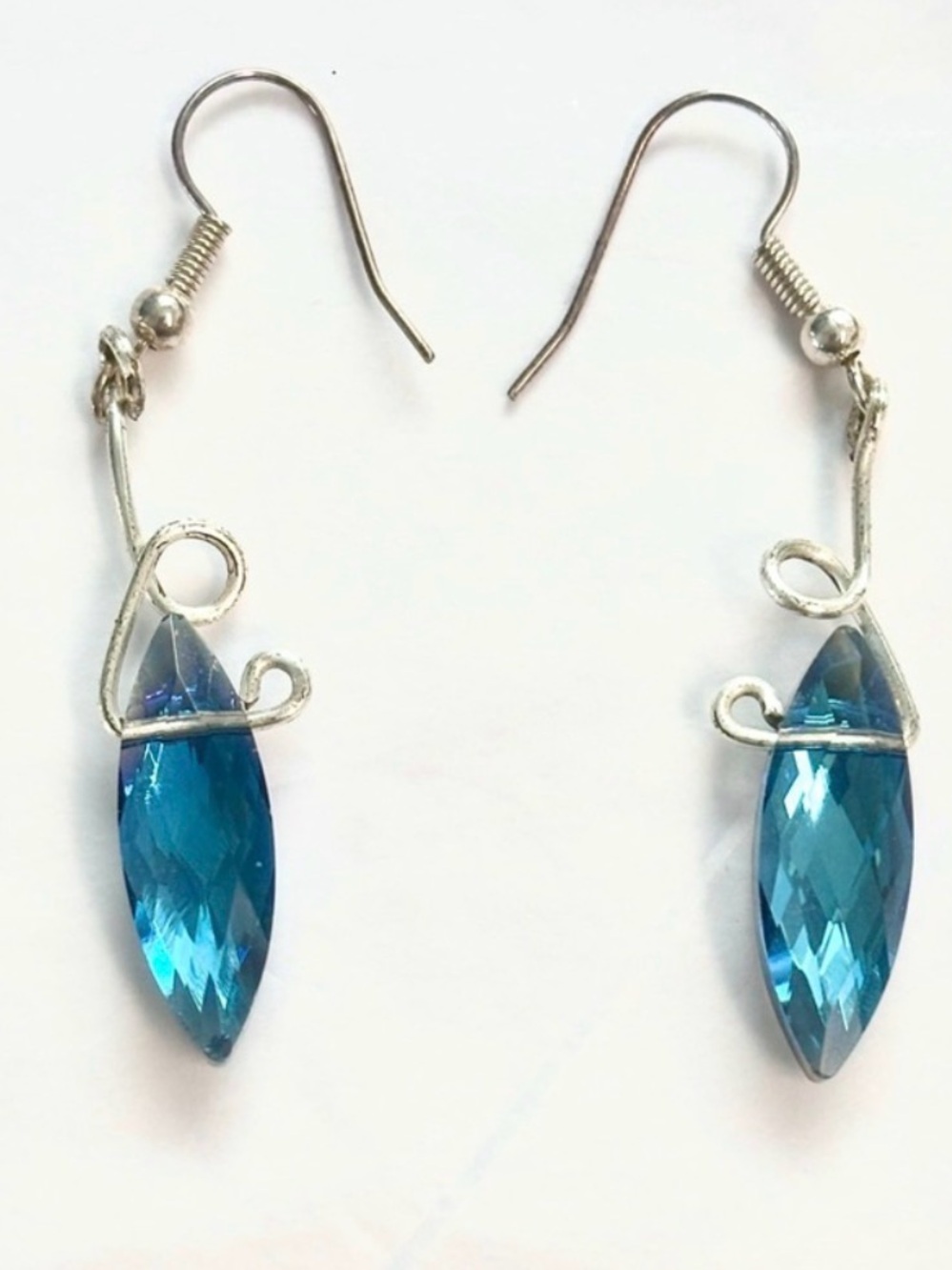 Eye-catching Silver and Blue Drop Earrings